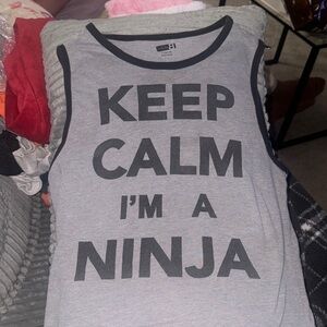 Gray 'Keep Calm I'm a Ninja' Tank Top